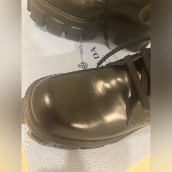 Prada Monolith Pouch-Detail Leather and Nylon Boots in Black Size 37 - Picture 4 of 12